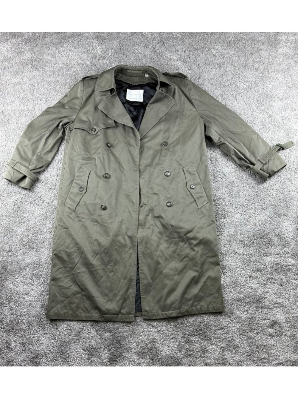 THAMES London Fog Trench Coat 40 Reg Olive Green Belted Removable Liner